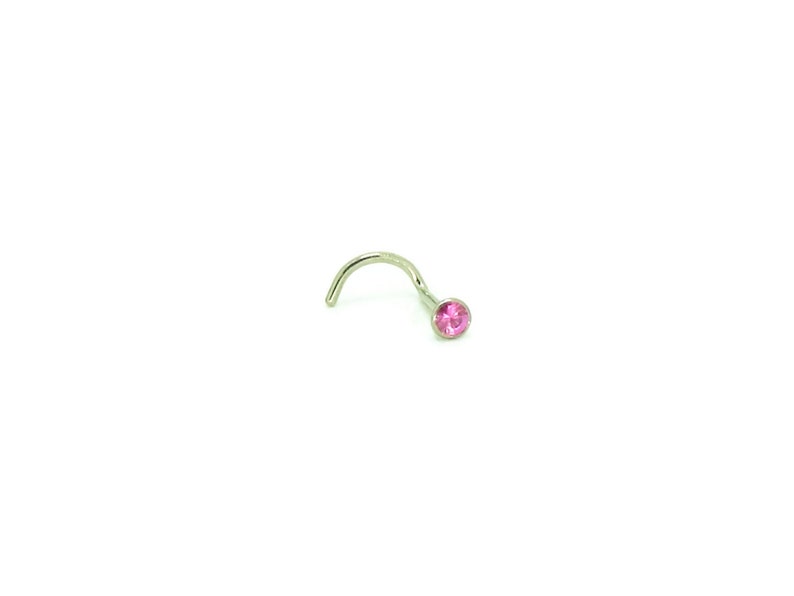 18ct White Gold 2mm Genuine Natural Pink Sapphire Nose Stud Handmade Genuine Gold Nose stud Nose ring Nose pin Nose bone Nose screw