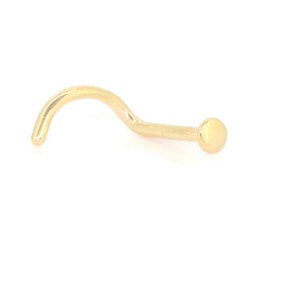 May include: A gold-colored nose stud with a curved post and a small, round end. The jewelry is designed to be inserted into the nostril. The stud is shown against a white background.