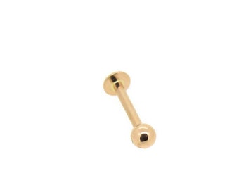 Handmade  Genuine solid 18ct Yellow gold 3mm ball 16g Labret Monroe Tragus ears face barbell body jewellery made to fit you perfectly.