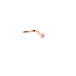 Handmade  Genuine Gold Nose stud - 18ct Rose  Gold 1.5mm Pink Crystal created pink diamond gem Nose stud ring pin Genuine