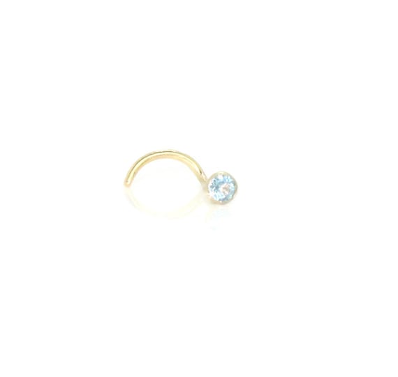 9kt Real Gold Nose Pin Pink Jewel Top Nose Bone Screw Free Post