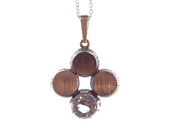 Sten & Karl Laine Necklace (50 cm) with Large Clover-Shaped Pendant made of 925 Sterling Silver and Quartz | Midcentury Finnish Design