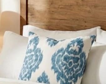 Handmade Pillow Case, Blue and White Ikat Decorative Pillow Cover