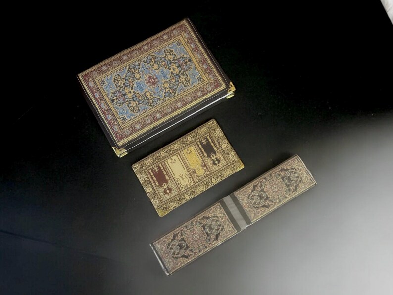 Notebooks and Bookmark Set, Carpet Designs Fabric Journal, Pocket