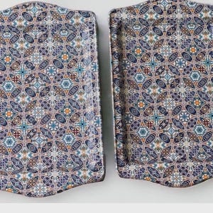 Set of 2 Decorative Metal Trays - Perfect for Housewarming or Christmas Gifts, Serving Coffee / Tea / Snack Tray, Colorful