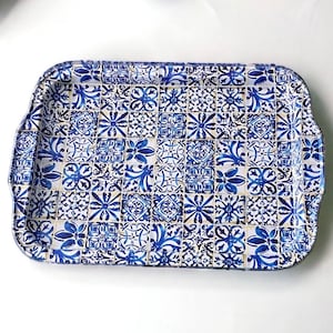 Decorative Metal Tray, 12.25&quot; x 8.5&quot;  Coffee / Tea Serving Tray, Perfect for Housewarming or Christmas Gifts