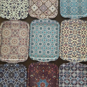 Decorative Metal Tray 12.25&quot; x 8.5&quot;, Serving Coffee / Tea Tray, Perfect for Housewarming or Christmas, Turkish / Moroccan Style