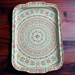 Decorative Metal Tray, 12.25&quot; x 8.5&quot;, Rectangular Coffee / Tea Tray, Perfect for Housewarming or Christmas Gifts