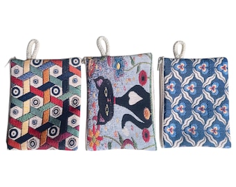 Turkish Pouch, Set of 3, Coin Purse, Passport Makeup Holder, Tapestry Bags