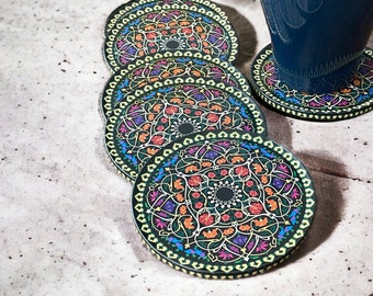 Set of 6 Coasters Turkish Design Coaster, Persian Drink Coasters, Housewarming Gift