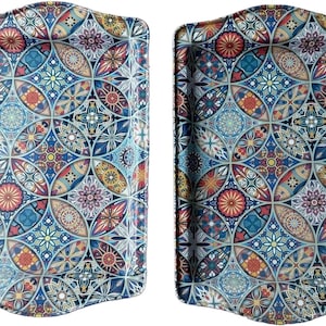 2 Small Metal Trays - Perfect for Housewarming or Christmas Gifts, Turkish Coffee/Tea/Snack Tray, Home Decor
