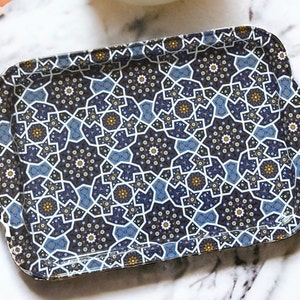 Decorative Metal Tray, 12.25&quot; x 8.5&quot;  Coffee / Tea Serving Tray, Perfect for Housewarming or Christmas Gifts