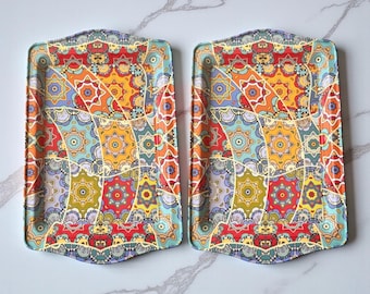 Turkish Metal Tray Set: Moroccan Persian Coffee Tea Serving Trays