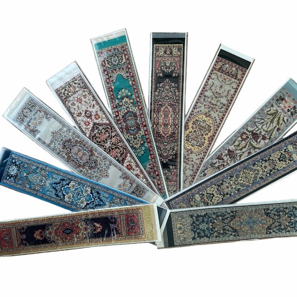 10 Bookmarks With Turkish Kilim Pattern, Office Accessories, Doll House Carpet