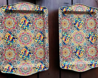 Turkish Coffee Tray Set: Moroccan Persian Metal Serving Trays