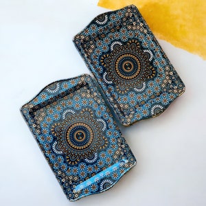 2 Blue Metal Trays, Turkish Decorative Tray, Perfect for Housewarming or Christmas Gifts, Home Decor, Moroccan