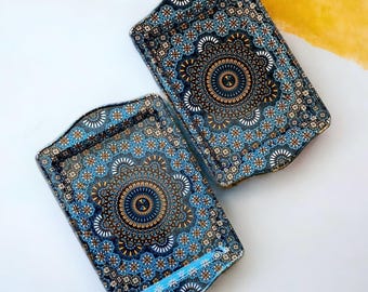 Blue Turkish Metal Trays: Decorative Turkish / Moroccan Serving Set