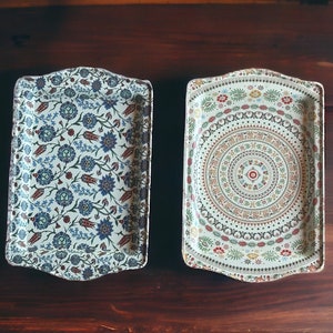 2 Turkish Metal Trays, Mediterranean, Moroccan Persian Coffee / Tea Tray, Perfect for Housewarming or Christmas Gifts, Set of 2