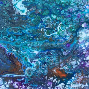 Acrylic pouring painting, original fluid abstract art on canvas