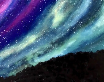 Aurora Night Sky Art Print | Colorful 11" x 17" | Nature-Inspired Home Decor