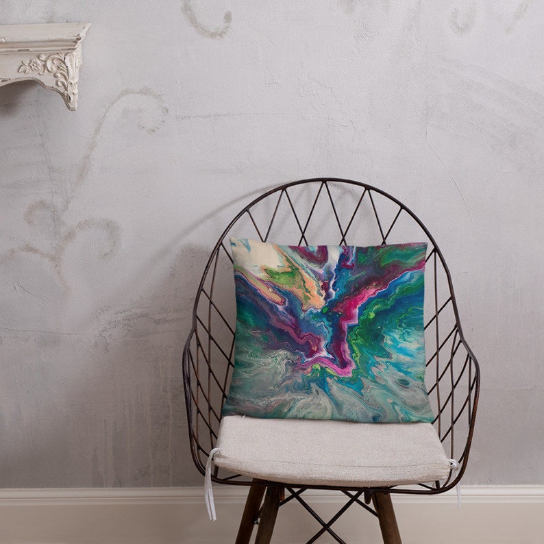 Magenta Blue Green Accent Pillow Decorative Throw Pillow