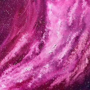 Original oil painting of stars, galaxy, night sky, Canvas board, easy to DIY frame, Fantasy celestial art - 5&quot; × 7&quot;