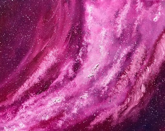 Original oil painting of stars, galaxy, night sky, Canvas board, easy to DIY frame, Fantasy celestial art - 5" × 7"