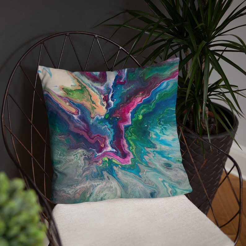 Magenta Blue Green Accent Pillow Decorative Throw Pillow
