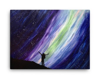 Feminist art print on canvas of aurora / northern lights