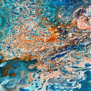 Acrylic pouring painting, original fluid abstract art on canvas
