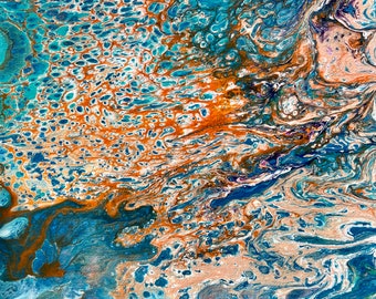 Acrylic pouring painting, original fluid abstract art on canvas