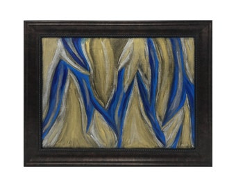 Abstract original oil painting, "The Flames and The Sea" Framed, High Quality Prints, 0.75" thick gallery wrapped canvas - 5" x 7"