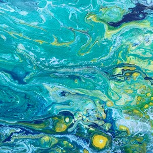 Acrylic pouring painting, original fluid abstract art on canvas