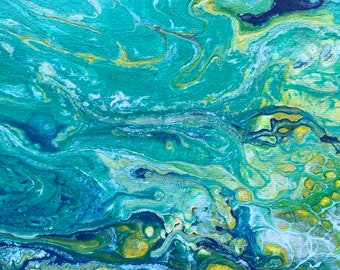 Acrylic pouring painting, original fluid abstract art on canvas