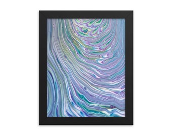 Tree Ring Fluid Art Póster de impresión enmarcado, Arte abstracto