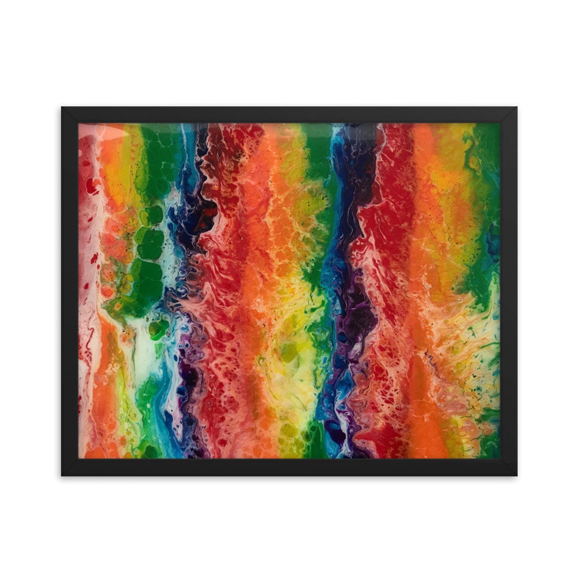 Rainbow Flag Framed Art Print Poster of Abstract Fluid Etsy