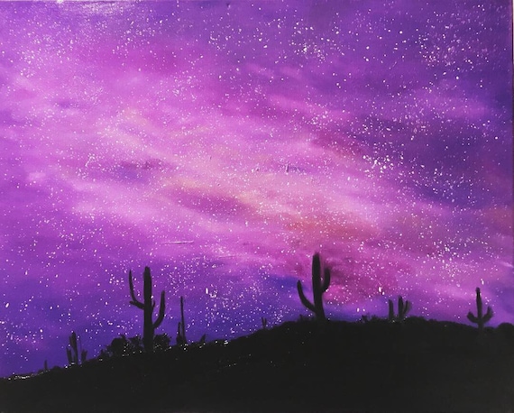 Original oil painting of starry night sky in the desert | Etsy