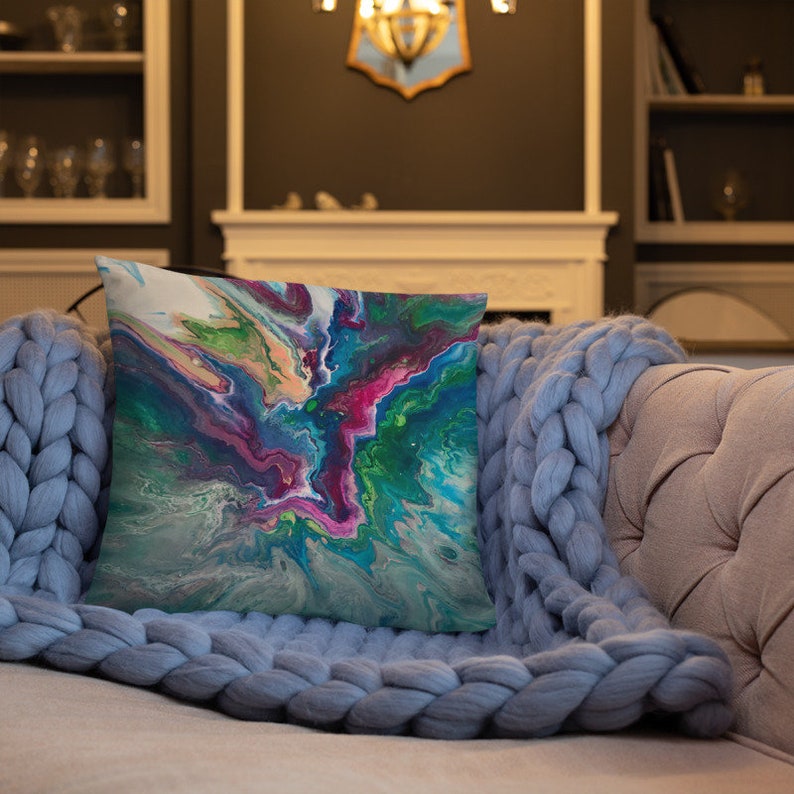 Magenta Blue Green Accent Pillow Decorative Throw Pillow