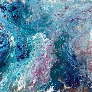 Original Large &quot;Water Rainbow&quot; Fluid Art Acrylic Painting, Abstract Art for home or office decor, Nature-inspired - 30&quot; x 40&quot;