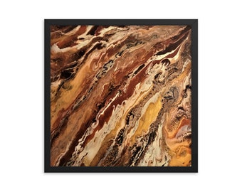 Acrylic Pour Fluid Painting Art Print in Browns