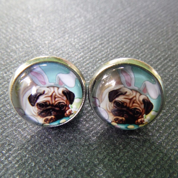 Pug earrings, Dog earrings, Pug jewelry, Pug mom, Dog mom gifts, Easter earrings, Pug dog earrings, Gift for pug lover