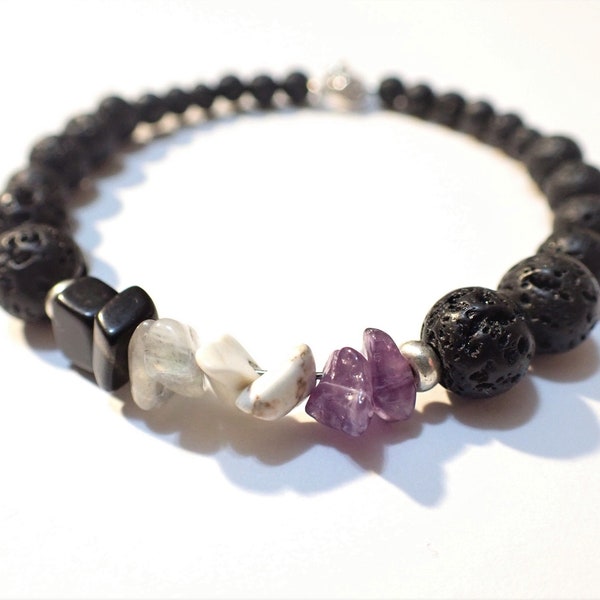 Asexual Pride bracelet, Asexual jewelry, Amethyst bracelet, Gemstone bracelet, LGBTQ bracelet, pride bracelet