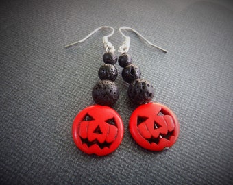 Halloween pumpkin earrings, Halloween gifts, fall apparel, spooky earrings, Jack o Lantern earrings, Halloween jewelry