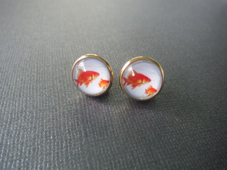 Goldfish Goldfish Earrings Fish Bowl Earrings Animal Etsy