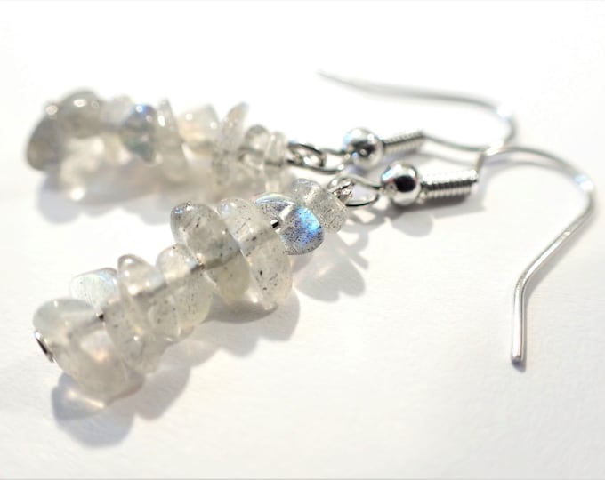 Labradorite gemstone earrings, Labradorite earrings, rock earrings, gemstone chip earrings, crystal earrings, stone earrings