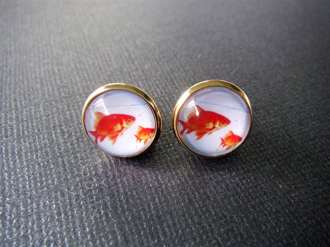 Goldfish Goldfish Earrings Fish Bowl Earrings Animal Etsy