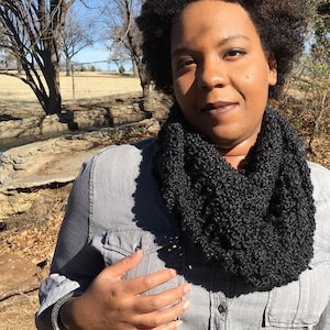 Black Infinity Scarf (Cowl) Knit