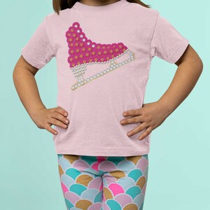 Floral Ice Skate Design Kids T-Shirt: Soft Cotton Short Sleeve Tee for Young Skaters