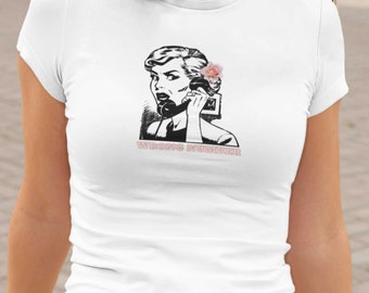 Vintage Coquette Aesthetic T-Shirt: Wrong Number Tee, Feminine Cottagecore Top, Cute Soft Girl Clothing