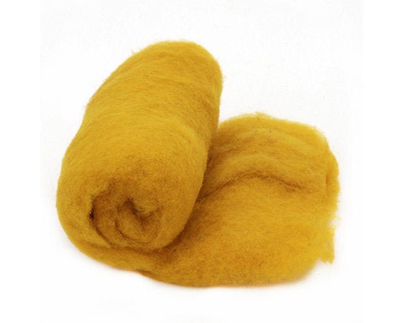 Mustard yellow needle felting wool batting Dyed Carded Wool yellow wool batt Carded Fiber mustard felting batt Newborn photo prop wool fluff